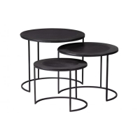 Set van 3 Bijzettafels metaal donker bruin